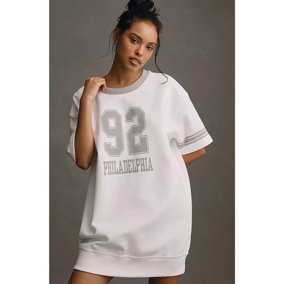 Anthropologie Daily Practice Sporty Tee Dress Medium Mini Philadelphia Lounge - Picture 9 of 9